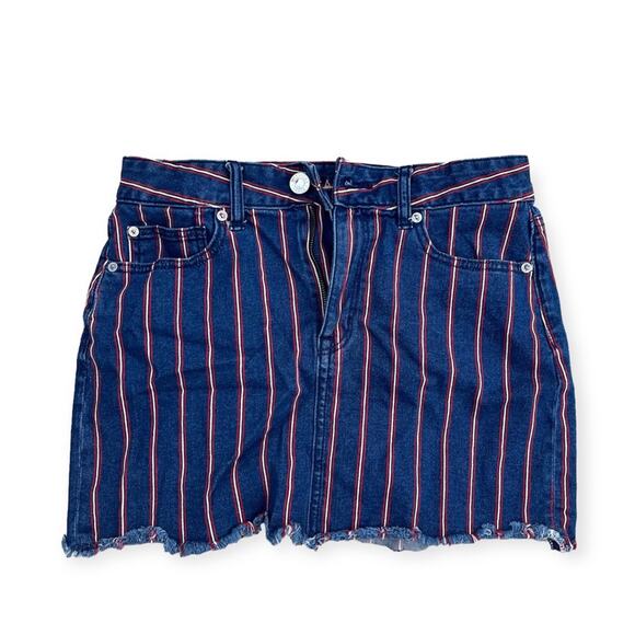 American Eagle Stripped Red White Blue Retro 90s 
Hi-Rise Mini Skirt Size 8 - Picture 1 of 13
